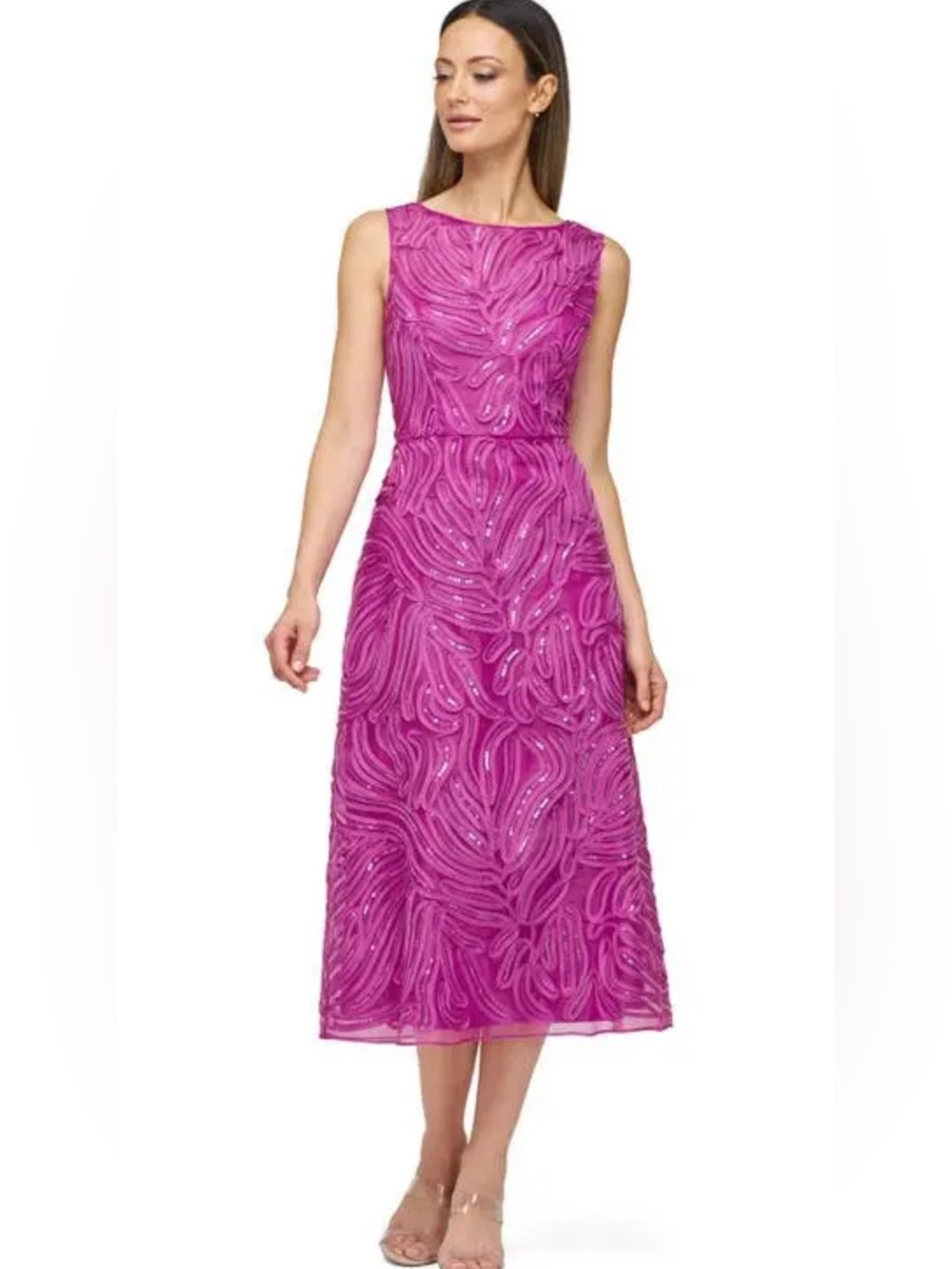JS Collections Fuchsia Embellished Midi Dress